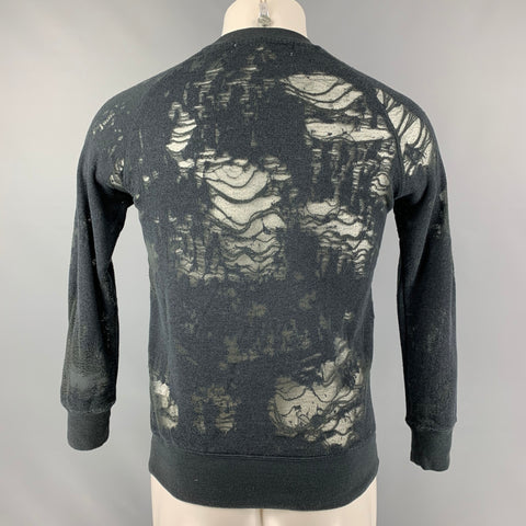 IRO Nona Size S Dark Gray Distressed Cotton Blend Long Sleeve Pullover