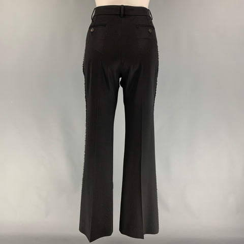 YVES SAINT LAURENT Pantalon habillé plissé en laine vierge noire taille 6