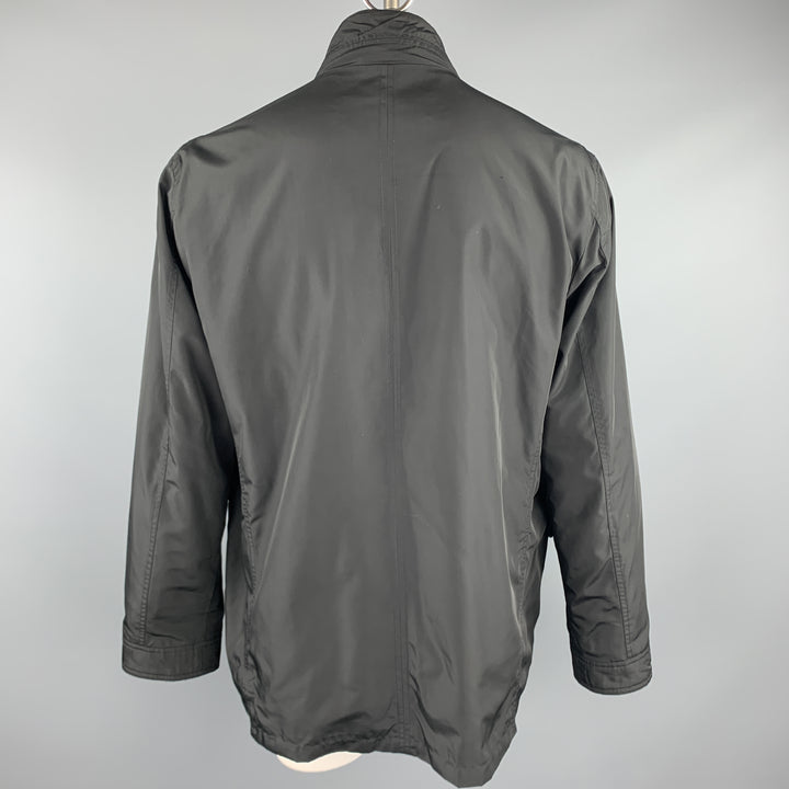 COLE HAAN L Black Polyester Zip & Snaps Jacket