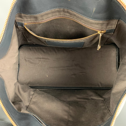 CHLOE Baylee Charcoal Light Grey Color Block Calfskin Leather Handbag