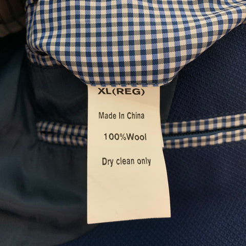 PETER MILLAR Size XL Blue Textured Wool Single Breasted Sport Coat