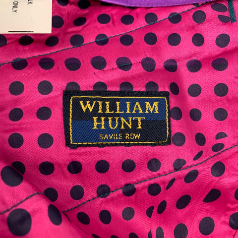 WILLIAM HUNT Savile Row Size 42 Teal Silk Peak Lapel Suit