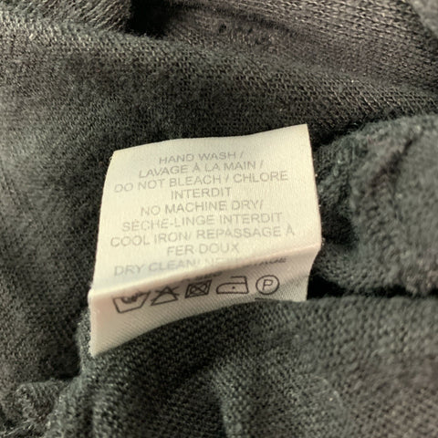 IRO Size S Black Distressed Linen Crew-Neck T-shirt