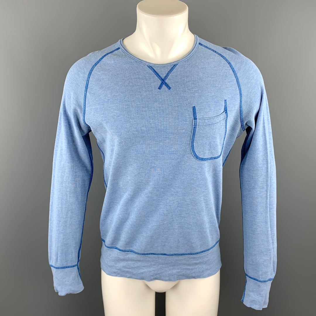 JUNYA WATANABE Jersey de cuello redondo de algodón con puntadas en contraste azul talla M