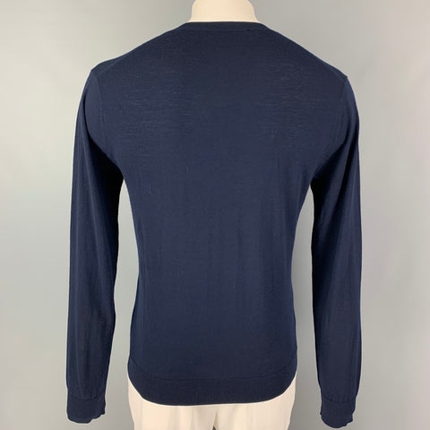 DSQUARED2 Size XL Navy Knitted Wool V-Neck Pullover