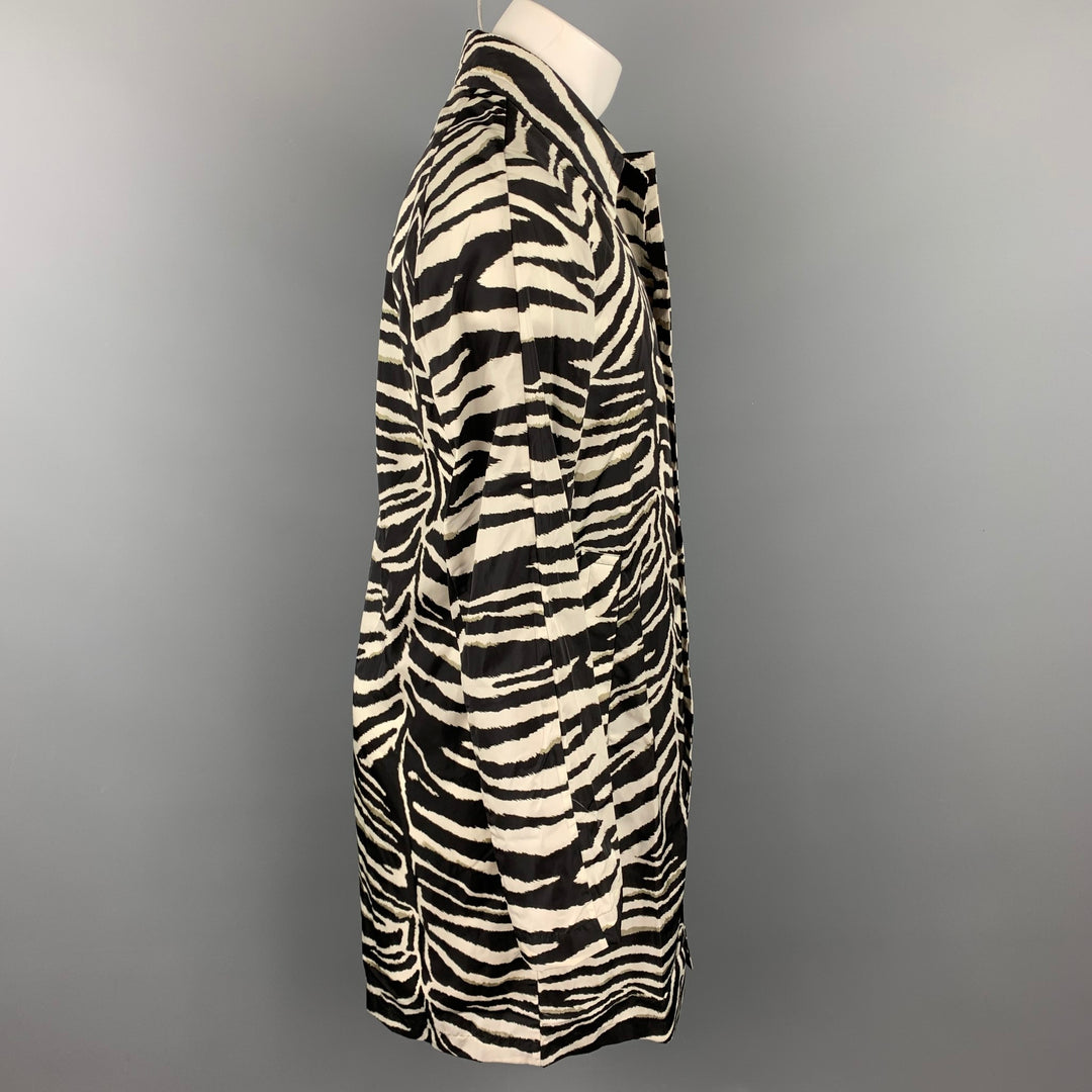 DRIES VAN NOTEN S/S 20 Size 34 Black & White Zebra Polyamide Raincoat
