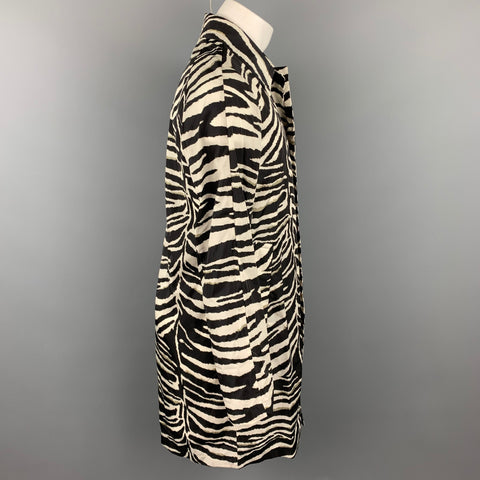 DRIES VAN NOTEN S/S 20 Size 34 Black & White Zebra Polyamide Raincoat