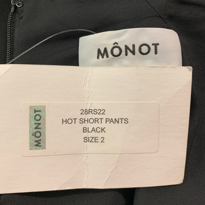 MONOT Size 2 Black Triacetate Blend High Waisted Shorts