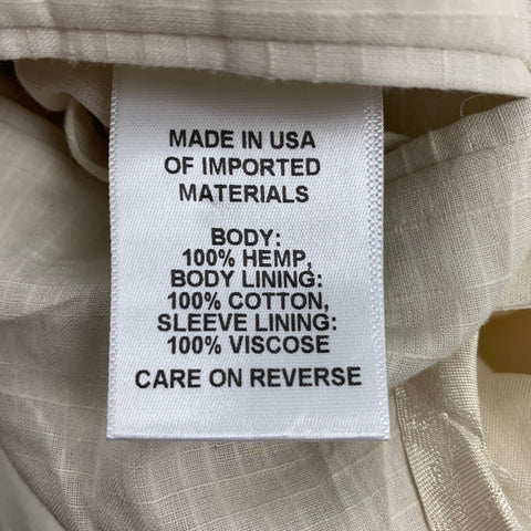 BILLY REID Size 36 Regular Off White Hemp Peak Lapel Sport Coat
