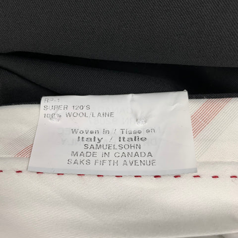 SAKS FIFTH AVENUE by Samuelsohn Size 44 Regular Black Wool Notch Lapel Suit