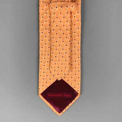 ERMENEGILDO ZEGNA Cravate En Soie Pois Rouge Orange