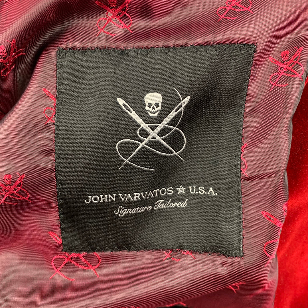 JOHN VARVATOS * USA Talla 40 Regular Abrigo deportivo de algodón de terciopelo rojo