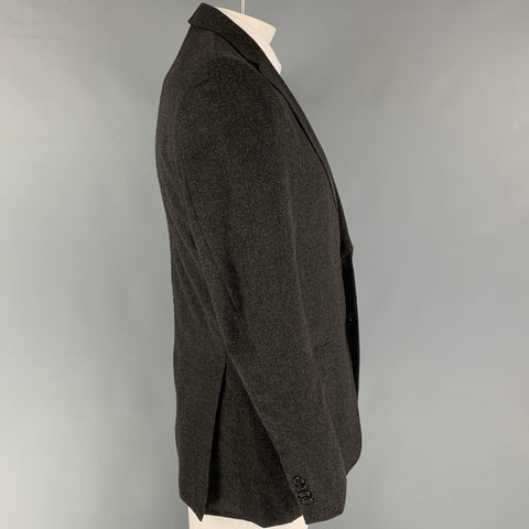 Z ZEGNA Abrigo deportivo de angora de lana gris carbón largo talla 40