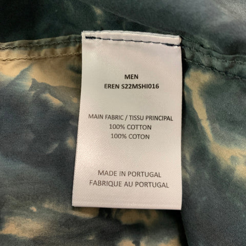 OFFICINE GENERALE Size XXL Beige Grey Paint Splatter Cotton Short Sleeve Shirt