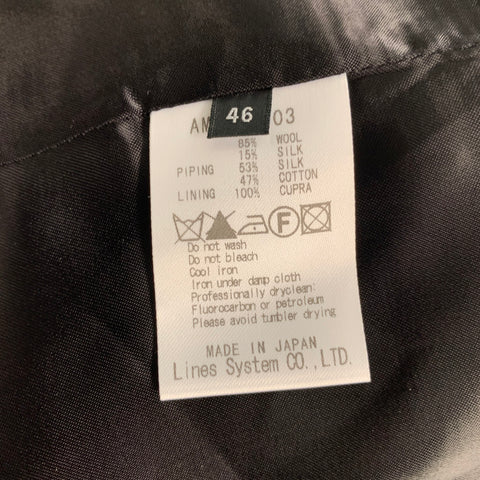 ATO Size 36 Black Wool Silk Double Breasted Vest