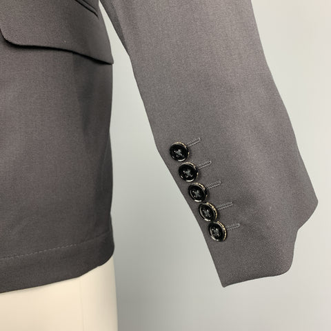 MESSAGERIE 36 Black Solid Polyester Blend Peak Lapel Single Breasted Sport Coat