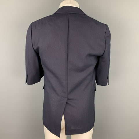 WOOSTER + LARDINI Size 40 Navy Wool Short Sleeve Notch Lapel Sport Coat