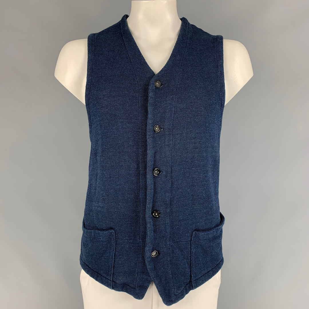45rpm Size XXL Indigo Cotton Buttoned Vest