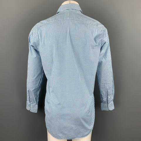 HAMILTON Size S Blue & Green Gingham Cotton Spread Collar Long Sleeve Shirt