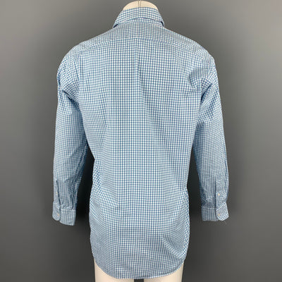 HAMILTON Size S Blue & Green Gingham Cotton Spread Collar Long Sleeve Shirt