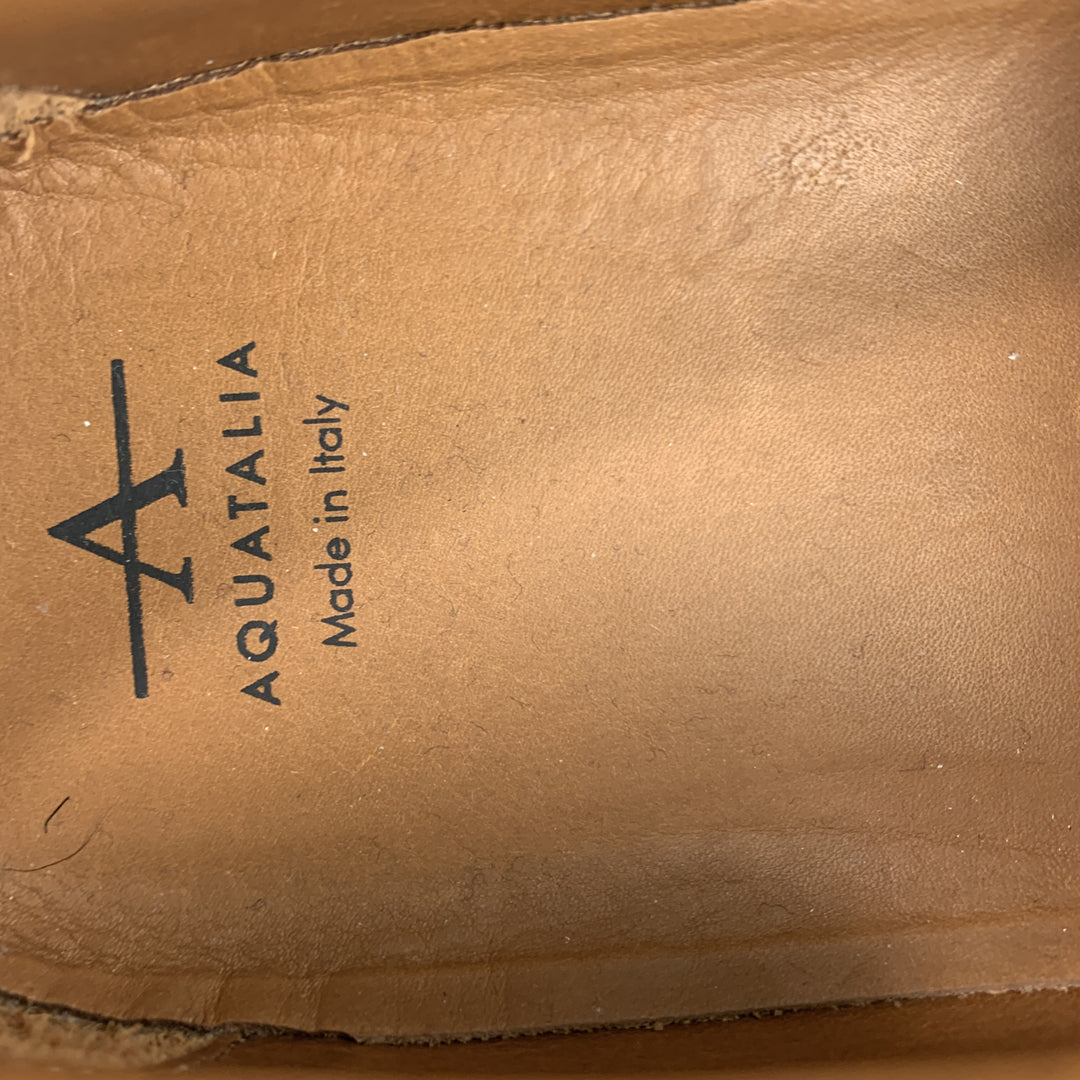 AQUATALIA Zapatillas sin cordones de cuero tejido azul marino talla 10