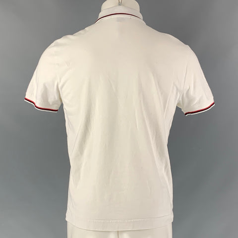 THEORY Size M White Solid Cotton Polo