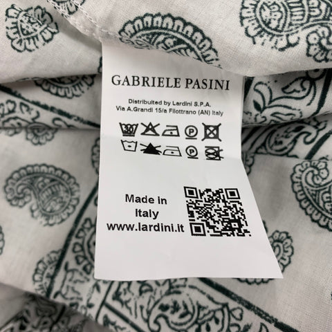 GABRIELE PASINI Size M White Black Paisley Cotton Long Sleeve Shirt