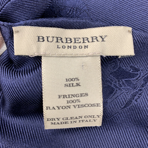 BURBERRY LONDON Jacquard Navy Silk Scarf