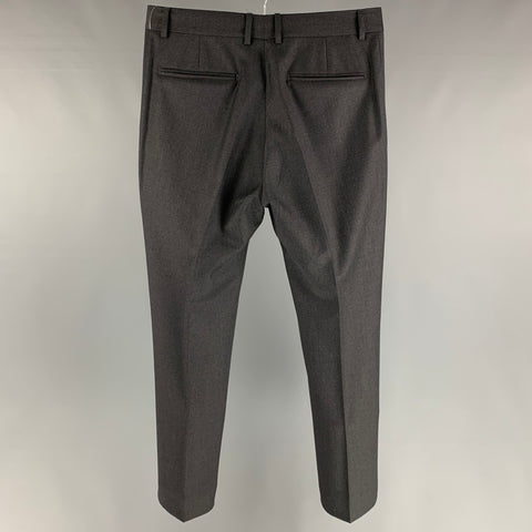 YVES SAINT LAURENT Pantalon habillé en laine charbon de bois taille 31 avec braguette zippée