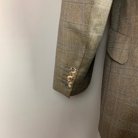 PAUL SMITH The Byard Size 38 Charcoal & Blue Glenplaid Merino Wool Sport Coat
