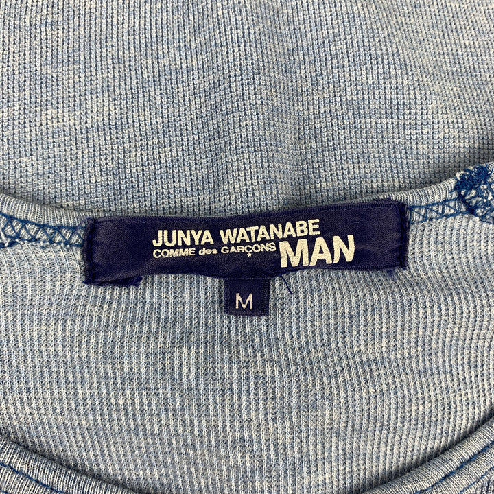 JUNYA WATANABE Jersey de cuello redondo de algodón con puntadas en contraste azul talla M