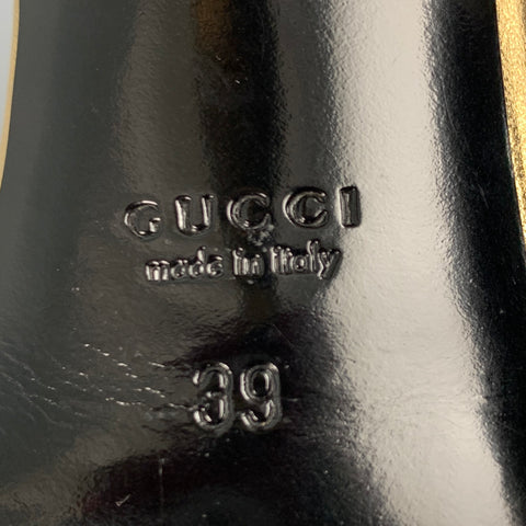 GUCCI Talla 9 Sandalias con tira al tobillo de cuero dorado