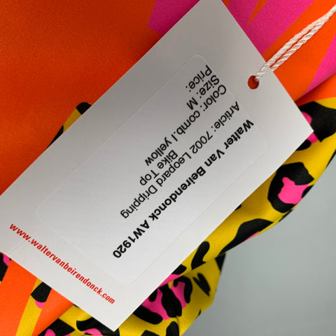 WALTER VAN BEIRENDONCK FW19 Size M Orange Pink Graphic Nylon Jersey Bike Top