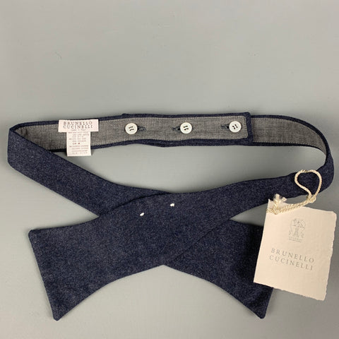 BRUNELLO CUCINELLI Navy Wool Blend Bow Tie