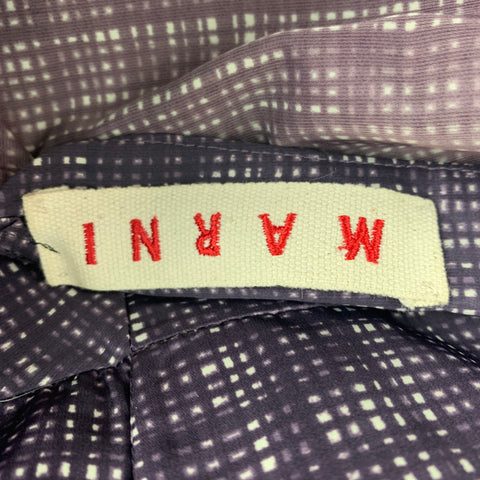 MARNI Size 6 Eggplant White Polyester Plaid 3/4 Sleeves Dress
