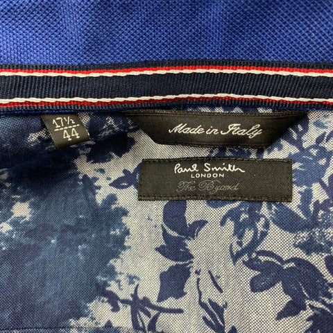 PAUL SMITH The Byard Size XL Navy Print Cotton Button Up Long Sleeve Shirt