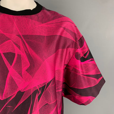 DRIES VAN NOTAN Talla XS Camiseta extragrande de nailon abstracto rosa negro