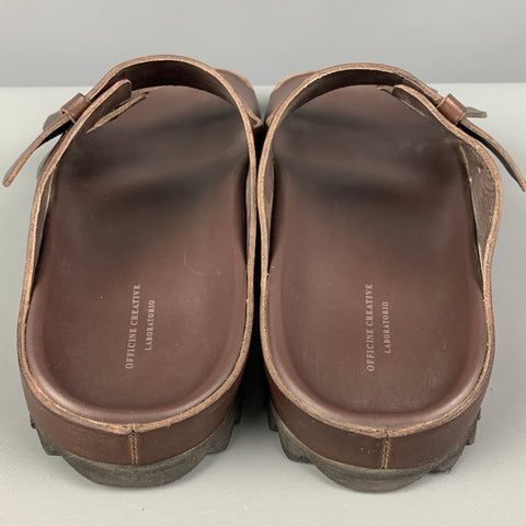 OFFICINE CREATIVE Sandales à glissière en cuir marron taille 9