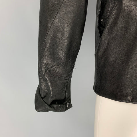 JULIUS_7 SS 2015 Prism Size L Black Lamb Skin Leather Zip Up Jacket