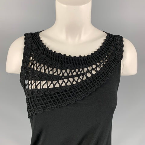 LA PERLA Size 6 Black Rayon & Spandex Crochet Cocktail Dress
