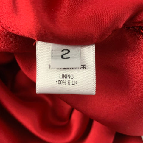 PRABAL GURUNG Size 2 Red Polyester Sequined Spaghetti Straps Dress Top