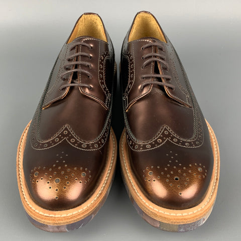 PAUL SMITH Size 7.5 Copper Leather Perforated Wingtip Shoes