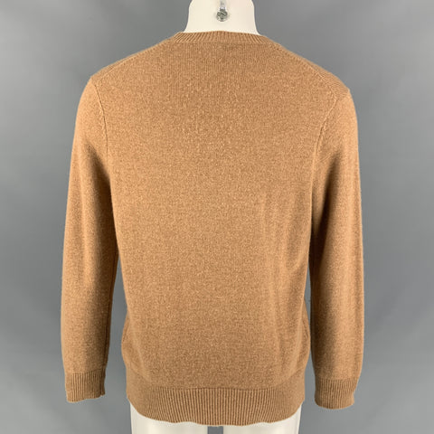 BURBERRY PRORSUM Pre-Fall 2013 Size L Tan & Red Graphic Cashmere Solider Guard Intarsia Crew-Neck Sweater