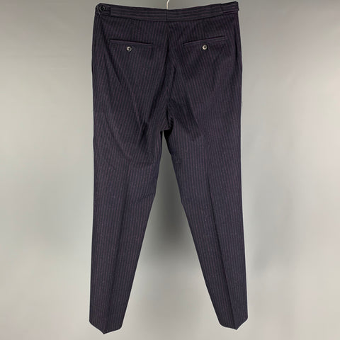 MIU MIU Size 36 Black Pink Pinstripe Wool Blend Flat Front Dress Pants