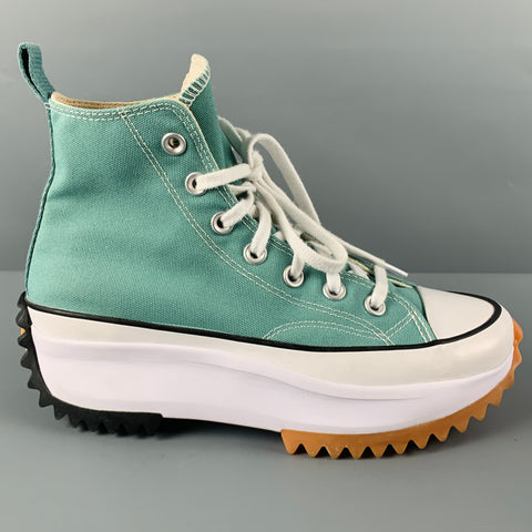 CONVERSE Zapatillas altas de lona verde blanco talla 7