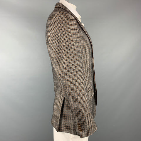 ETRO Size 44 Brown & Tan Plaid Alpaca Blend Notch Lapel Sport Coat