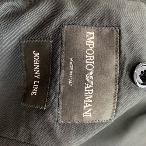 EMPORIO ARMANI Size 38 Black Textured Wool Blend Notch Lapel Sport Coat