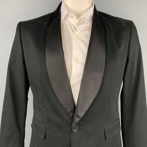 TOM REBL Size 42 Black Acetate / Cotton Shawl Collar Sport Coat