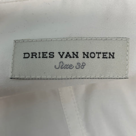 DRIES VAN NOTEN Size 6 White Silver Cotton Blouse Casual Top