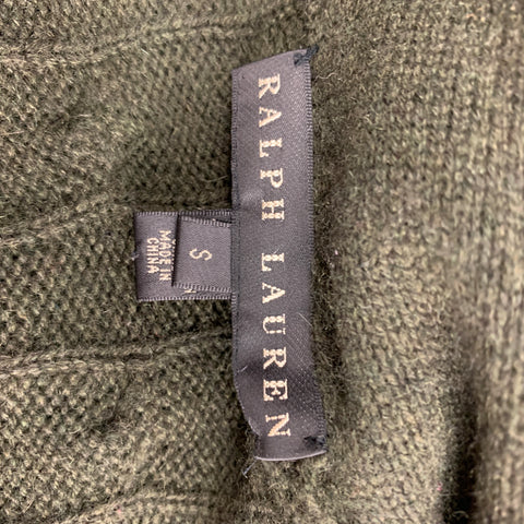 RALPH LAUREN Black Label Size S Forest Green Cable Knit Cashmere Shawl Collar Cardigan